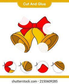 Cut and glue, cut parts of Christmas Bell and glue them. Educational children game, printable worksheet, vector illustration