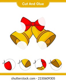 Cut and glue, cut parts of Christmas Bell and glue them. Educational children game, printable worksheet, vector illustration