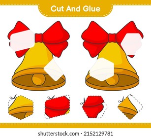Cut and glue, cut parts of Christmas Bell and glue them. Educational children game, printable worksheet, vector illustration