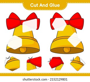 Cut and glue, cut parts of Christmas Bell and glue them. Educational children game, printable worksheet, vector illustration