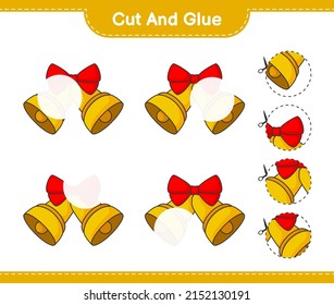 Cut and glue, cut parts of Christmas Bell and glue them. Educational children game, printable worksheet, vector illustration