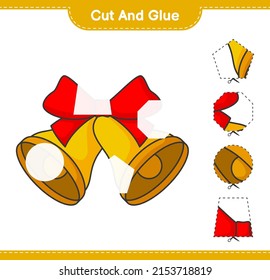 Cut and glue, cut parts of Christmas Bell and glue them. Educational children game, printable worksheet, vector illustration