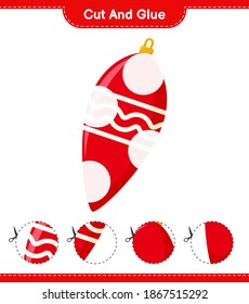 Cut and glue, cut parts of Christmas Lights and glue them. Educational children game, printable worksheet, vector illustration