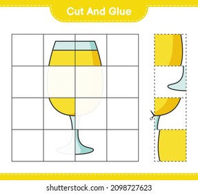 Cut and glue, cut parts of Cocktail and glue them. Educational children game, printable worksheet, vector illustration