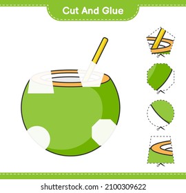 Cut and glue, cut parts of Coconut and glue them. Educational children game, printable worksheet, vector illustration