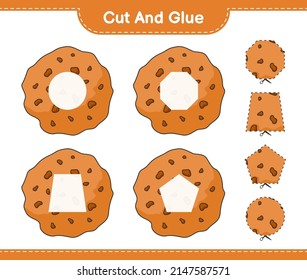 Cut and glue, cut parts of Cookie and glue them. Educational children game, printable worksheet, vector illustration