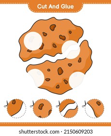 Cut and glue, cut parts of Cookie and glue them. Educational children game, printable worksheet, vector illustration