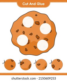 Cut and glue, cut parts of Cookie and glue them. Educational children game, printable worksheet, vector illustration