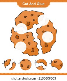 Cut and glue, cut parts of Cookie and glue them. Educational children game, printable worksheet, vector illustration