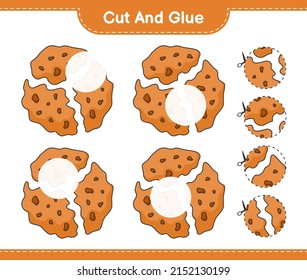 Cut and glue, cut parts of Cookie and glue them. Educational children game, printable worksheet, vector illustration