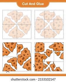 Cut and glue, cut parts of Cookie and glue them. Educational children game, printable worksheet, vector illustration