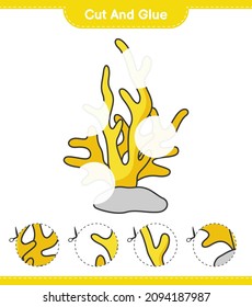 Cut and glue, cut parts of Coral and glue them. Educational children game, printable worksheet, vector illustration