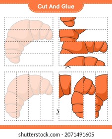 Cut and glue, cut parts of Croissant and glue them. Educational children game, printable worksheet, vector illustration