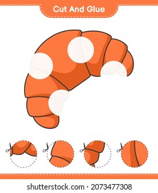 Cut and glue, cut parts of Croissant and glue them. Educational children game, printable worksheet, vector illustration