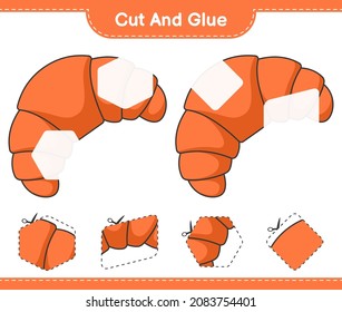 Cut and glue, cut parts of Croissant and glue them. Educational children game, printable worksheet, vector illustration