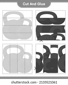 Cut and glue, cut parts of Dumbbell and glue them. Educational children game, printable worksheet, vector illustration