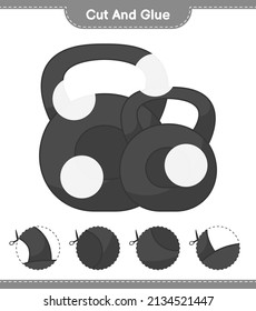 Cut and glue, cut parts of Dumbbell and glue them. Educational children game, printable worksheet, vector illustration