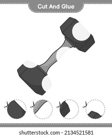 Cut and glue, cut parts of Dumbbell and glue them. Educational children game, printable worksheet, vector illustration