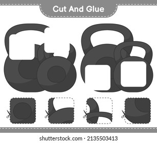 Cut and glue, cut parts of Dumbbell and glue them. Educational children game, printable worksheet, vector illustration