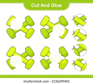 Cut and glue, cut parts of Dumbbell and glue them. Educational children game, printable worksheet, vector illustration