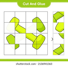 Cut and glue, cut parts of Dumbbell and glue them. Educational children game, printable worksheet, vector illustration