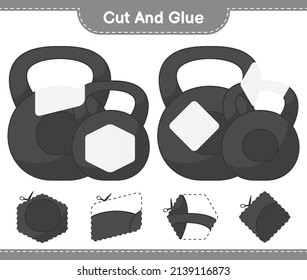 Cut and glue, cut parts of Dumbbell and glue them. Educational children game, printable worksheet, vector illustration
