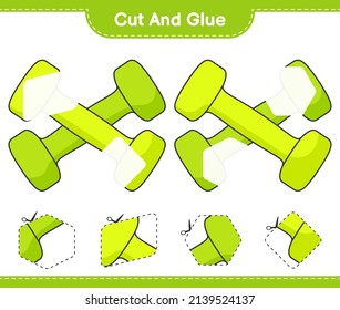 Cut and glue, cut parts of Dumbbell and glue them. Educational children game, printable worksheet, vector illustration
