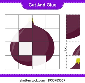Cut and glue, cut parts of Fig and glue them. Educational children game, printable worksheet, vector illustration
