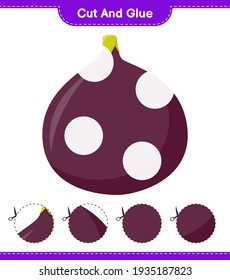 Cut and glue, cut parts of Fig and glue them. Educational children game, printable worksheet, vector illustration