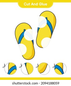 Cut and glue, cut parts of Flip Flop and glue them. Educational children game, printable worksheet, vector illustration