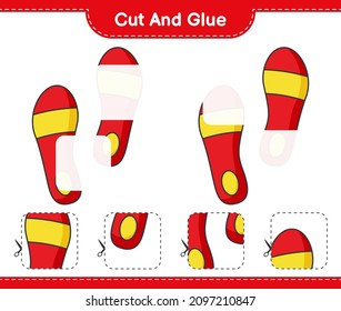 Cut and glue, cut parts of Flip Flop and glue them. Educational children game, printable worksheet, vector illustration