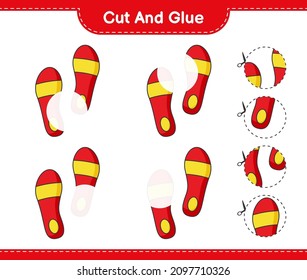 Cut and glue, cut parts of Flip Flop and glue them. Educational children game, printable worksheet, vector illustration