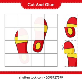 Cut and glue, cut parts of Flip Flop and glue them. Educational children game, printable worksheet, vector illustration