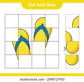 Cut and glue, cut parts of Flip Flop and glue them. Educational children game, printable worksheet, vector illustration