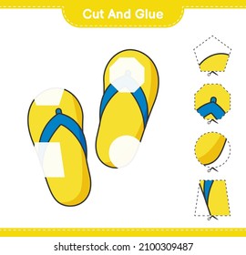 Cut and glue, cut parts of Flip Flop and glue them. Educational children game, printable worksheet, vector illustration