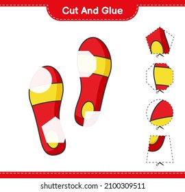 Cut and glue, cut parts of Flip Flop and glue them. Educational children game, printable worksheet, vector illustration