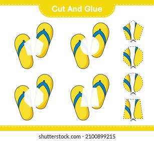 Cut and glue, cut parts of Flip Flop and glue them. Educational children game, printable worksheet, vector illustration
