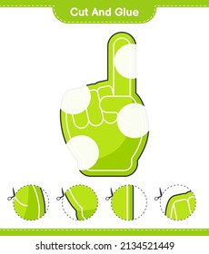 Cut and glue, cut parts of Foam Finger and glue them. Educational children game, printable worksheet, vector illustration