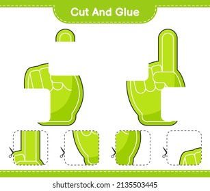 Cut and glue, cut parts of Foam Finger and glue them. Educational children game, printable worksheet, vector illustration