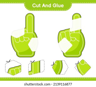Cut and glue, cut parts of Foam Finger and glue them. Educational children game, printable worksheet, vector illustration