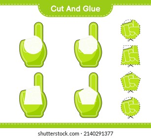 Cut and glue, cut parts of Foam Finger and glue them. Educational children game, printable worksheet, vector illustration