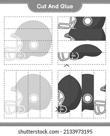 Cut and glue, cut parts of Football Helmet and glue them. Educational children game, printable worksheet, vector illustration