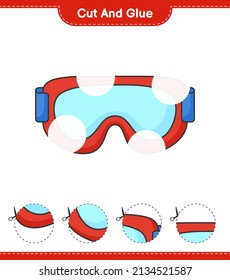 Cut and glue, cut parts of Goggle and glue them. Educational children game, printable worksheet, vector illustration