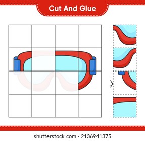 Cut and glue, cut parts of Goggle and glue them. Educational children game, printable worksheet, vector illustration