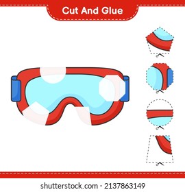 Cut and glue, cut parts of Goggle and glue them. Educational children game, printable worksheet, vector illustration