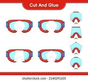 Cut and glue, cut parts of Goggle and glue them. Educational children game, printable worksheet, vector illustration