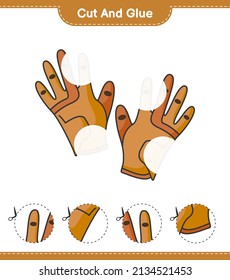 Cut and glue, cut parts of Golf Gloves and glue them. Educational children game, printable worksheet, vector illustration