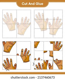 Cut and glue, cut parts of Golf Gloves and glue them. Educational children game, printable worksheet, vector illustration