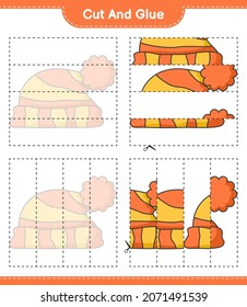 Cut and glue, cut parts of Hat and glue them. Educational children game, printable worksheet, vector illustration