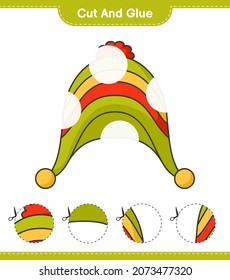 Cut and glue, cut parts of Hat and glue them. Educational children game, printable worksheet, vector illustration